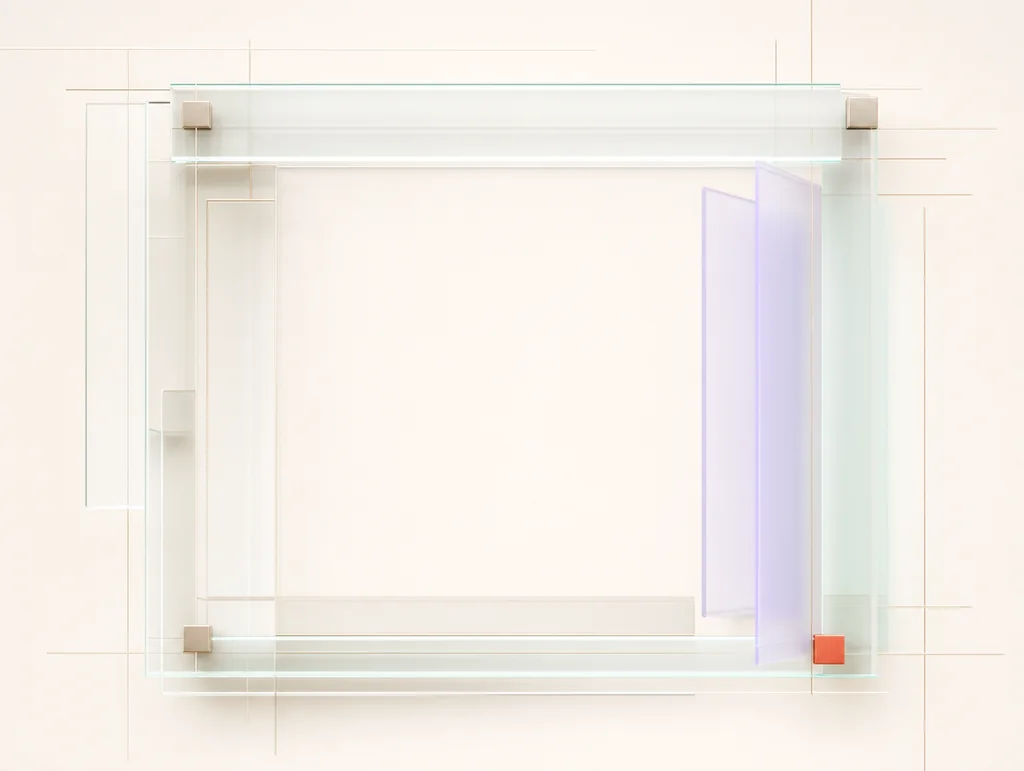 Translucent pearl panels assembling into a clear structured frame